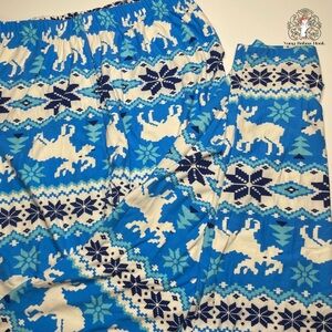 Eevee Plus Size Women’s Leggings Blue Winter Snowflake Moose PRELOVED